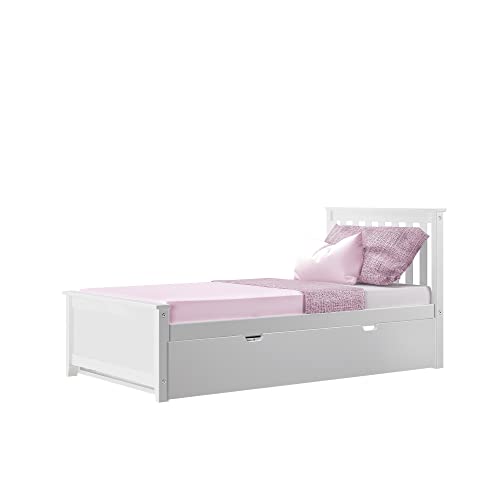Twin Bed, Wood Bed Frame with Headboard For Kids