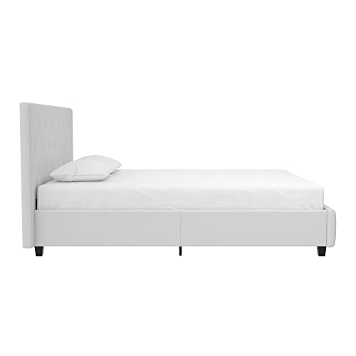 Dakota Upholstered Platform Bed with Diamond Button Tufted Headboard