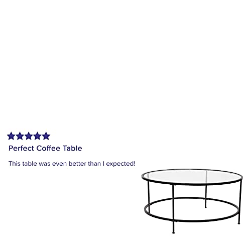 Living Room Coffee Table, Set, Clear/Matte Black