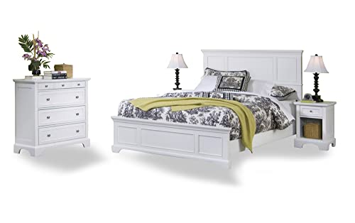 Naples White Queen Bed, Night Stand