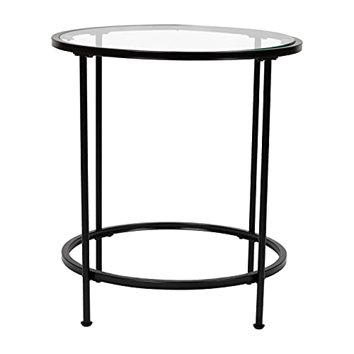Living Room Coffee Table, Set, Clear/Matte Black