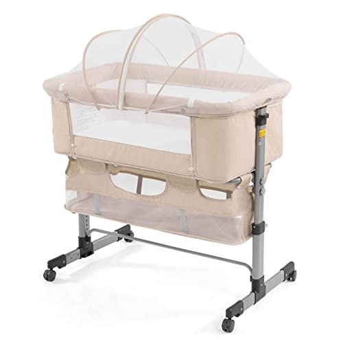 3in1 Bedside Crib for Girl or Boy, Bedside Sleeper for Baby Portable and Adjustable Crib