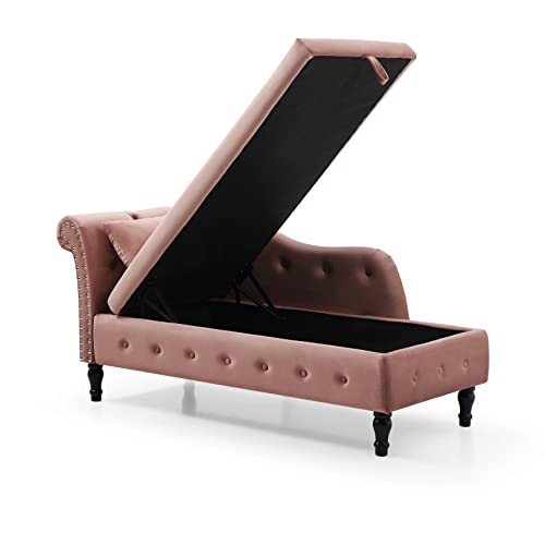 Velvet Chaise Lounge with Storage