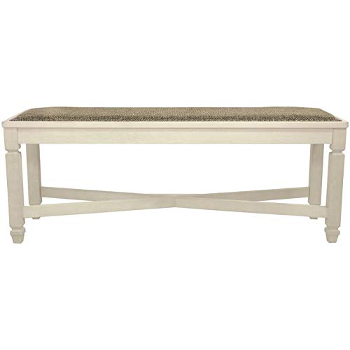 Bolanburg French Country Upholstered Dining Room Bench, Antique White