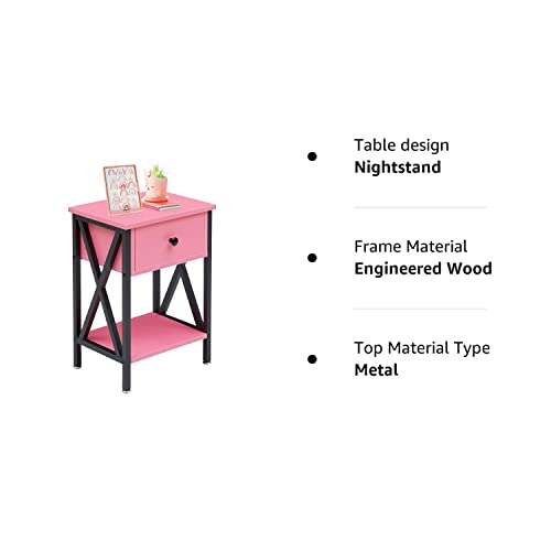Night Stand for Bedroom Pink