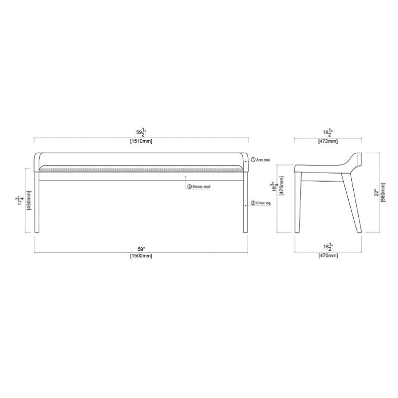 Rasmus Dining Bench Chestnut Wire-Brush