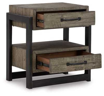Brennagan Rustic Industrial 2 Drawer Nightstand