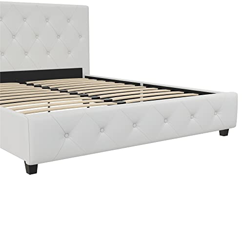 Dakota Upholstered Platform Bed with Diamond Button Tufted Headboard