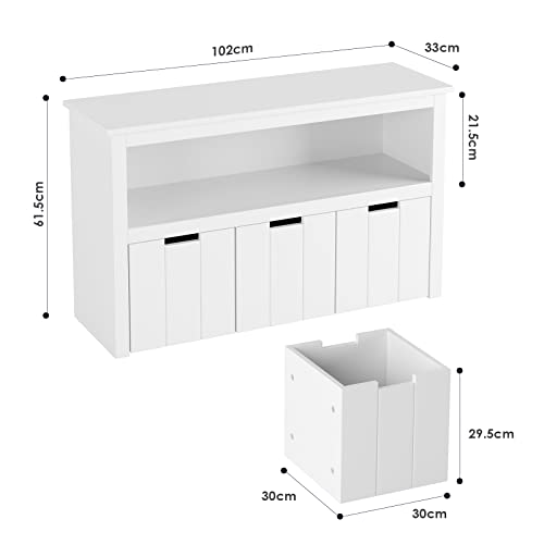 Toy Storage Cabinet with 3 Movable Drawers