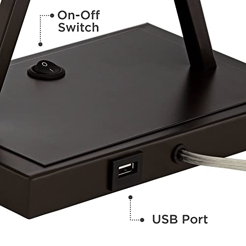 Table Lamps 26.5" High Set of 2 with Hotel Style USB Charging Port LED Bronze Metal