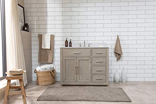 Grace 42-Inch Mid-Century Bathroom Sink Vanity Set with Carrara White Quartz Top