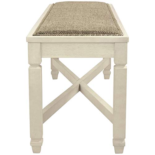 Bolanburg French Country Upholstered Dining Room Bench, Antique White
