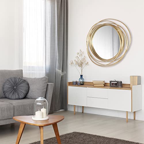 Round Gold Mirror 27.5" for Living Room Wall Decor,