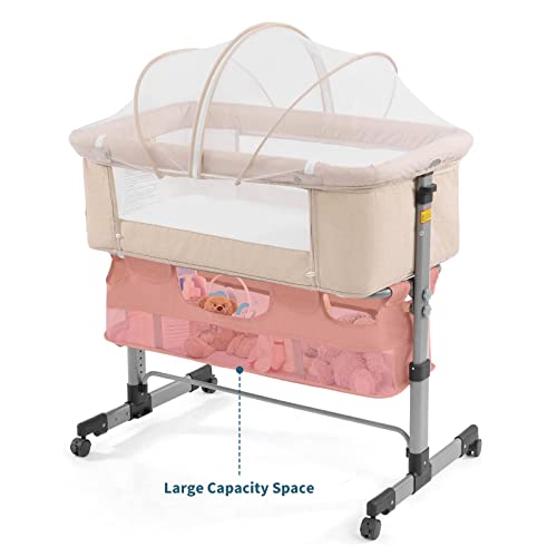 3in1 Bedside Crib for Girl or Boy, Bedside Sleeper for Baby Portable and Adjustable Crib
