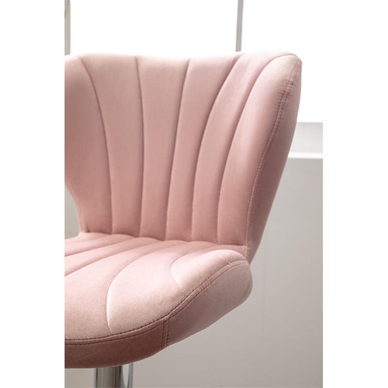 Ellston Velvet Adjustable Swivel Barstools in Pink, Set of 2