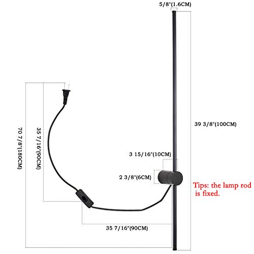 Modern Plug in Wall Sconce Set of 2 LED Black Wall Lights with Plug in Cord On/Off Switch