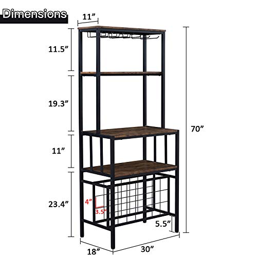 ,4-Tier Wine Rack Freestanding Floor with Wine Storage and Glass Holder