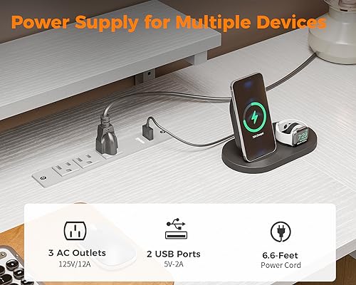 L Shaped Computer Desk, 55" Office Desk with File Cabinet