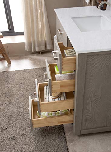 Grace 42-Inch Mid-Century Bathroom Sink Vanity Set with Carrara White Quartz Top