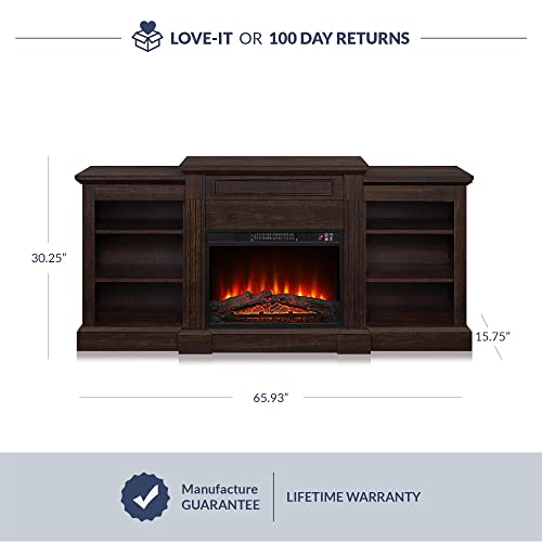 Modern 66 Inch Electric Fireplace Mantel TV Stand & Media Entertainment Center for TVs