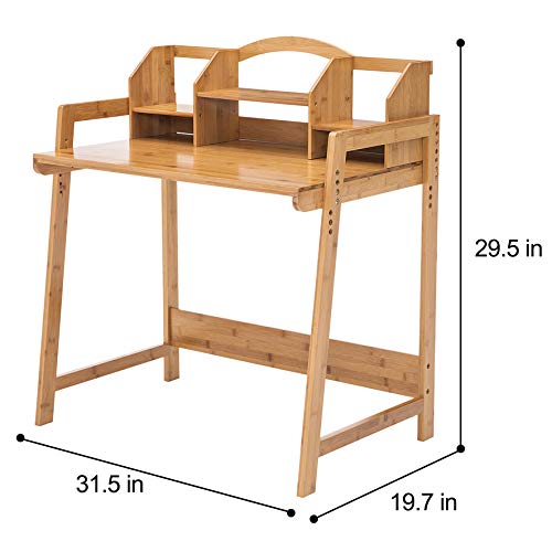 Bamboo Height Adjustable Kids Desk and Chair Set, Children Desk