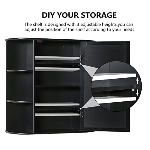 Bathroom Wall Cabinet with 1 Mirror Door, Wood Organize Cupboard with Adjustable Shelf