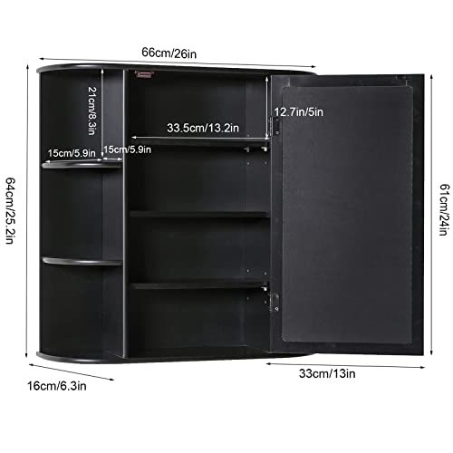Bathroom Wall Cabinet with 1 Mirror Door, Wood Organize Cupboard with Adjustable Shelf