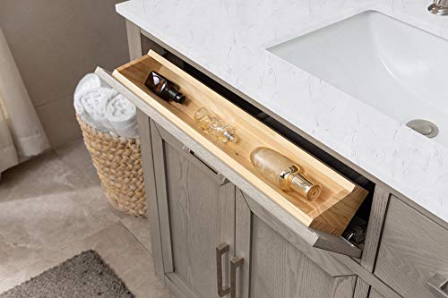 Grace 42-Inch Mid-Century Bathroom Sink Vanity Set with Carrara White Quartz Top