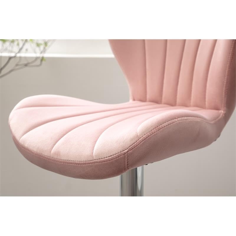 Ellston Velvet Adjustable Swivel Barstools in Pink, Set of 2