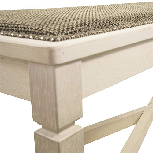 Bolanburg French Country Upholstered Dining Room Bench, Antique White