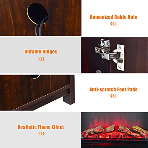 Electric TV Stand, for TVs up to 65 Inches, with 25 Inch 1350W Reccessed Faux Fireplace