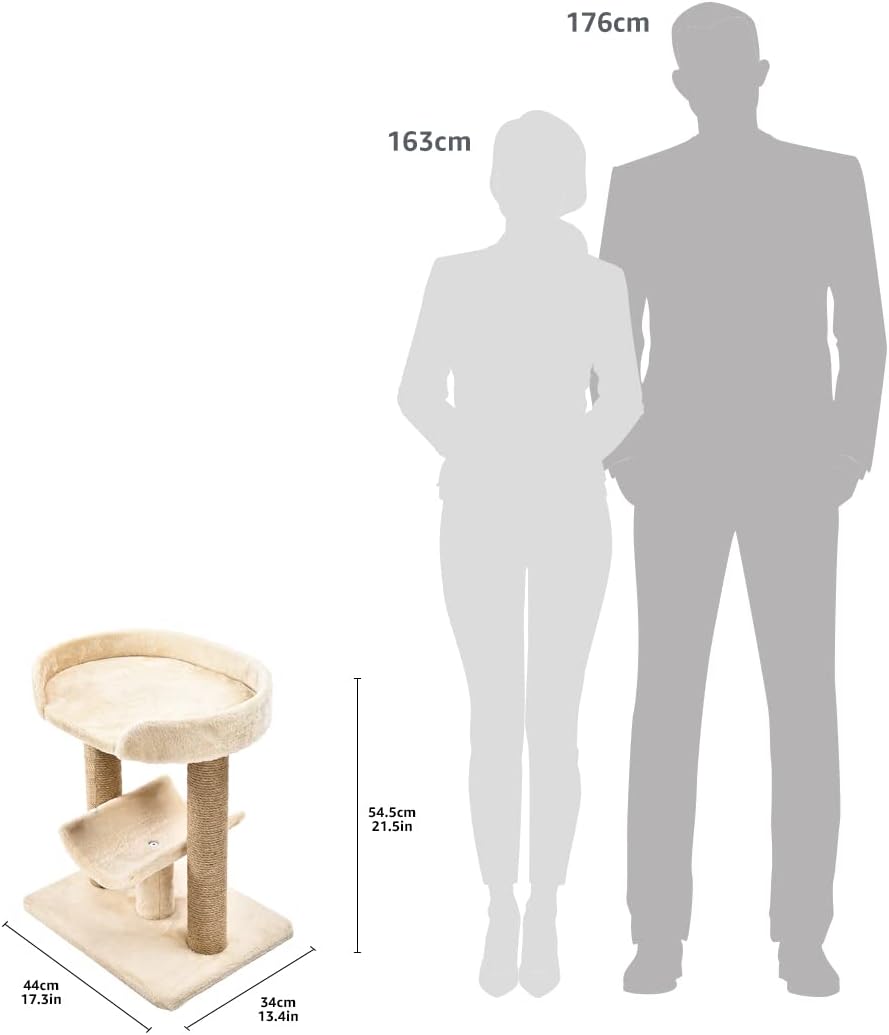 Top Platform Cat Tree With Scratching Post - 18 x 14 x 22 Inches, Beige