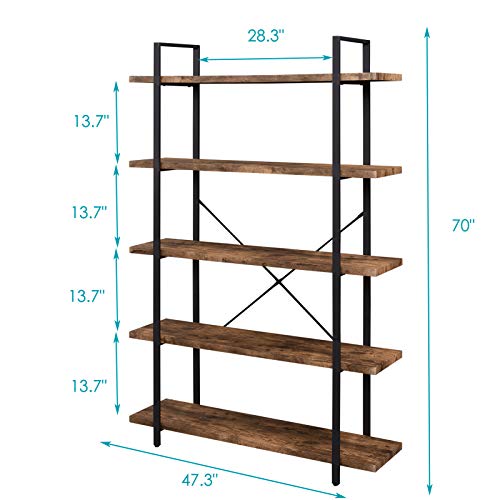 5-Shelf Industrial Bookshelf