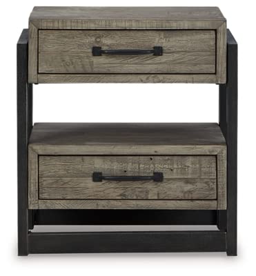 Brennagan Rustic Industrial 2 Drawer Nightstand