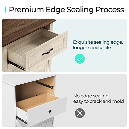 Dresser for Bedroom, Chest of Drawers with Metal Handles, Tall Dresser with 4 Drawers