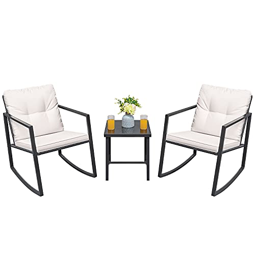 3 Pieces Rocking Wicker Bistro Set