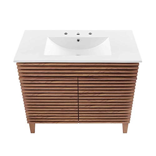 Render 36" Single Bathroom Vanity in Walnut White