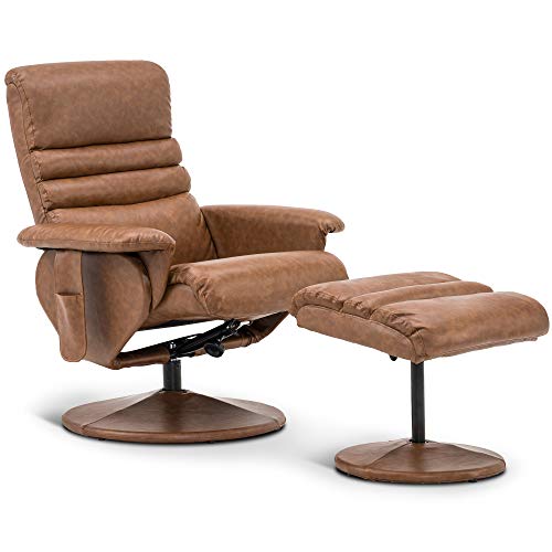 Reclining Chair with Massage, 360 Swivel Living Room Chair Faux Leather