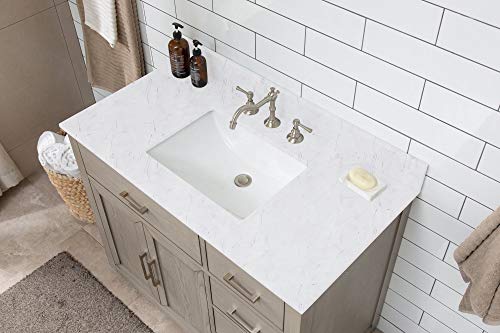 Grace 42-Inch Mid-Century Bathroom Sink Vanity Set with Carrara White Quartz Top