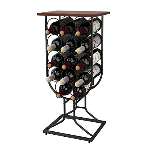 Wine Stand Rustic Style, Holds 14 Bottles of Wine Rack freestanding Floor