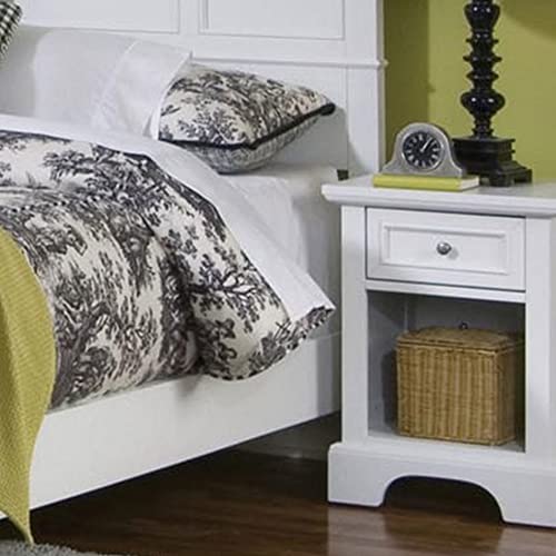 Naples White Queen Bed, Night Stand