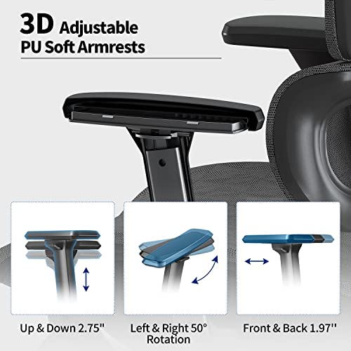 Ergonomic Mesh Office Chair with 3D Adjustable Armrest