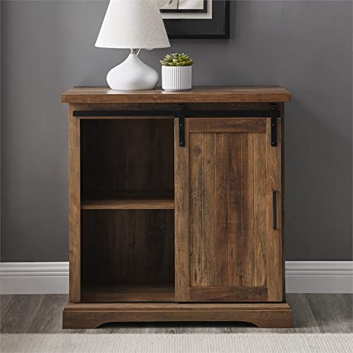 Carson Modern Farmhouse Sliding Slat Door Storage Cabinet, 32 Inch\