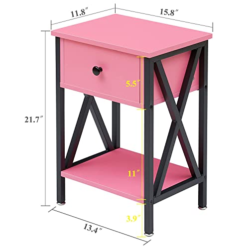 Night Stand for Bedroom Pink