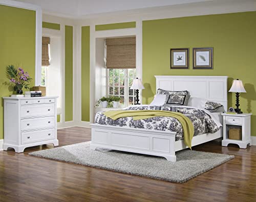 Naples White Queen Bed, Night Stand