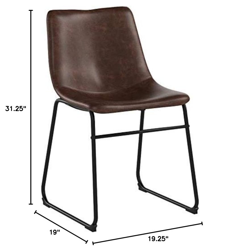Mid Century Centiar 18.75" Dining Bucket Chair, 2 Count, Black and Brown