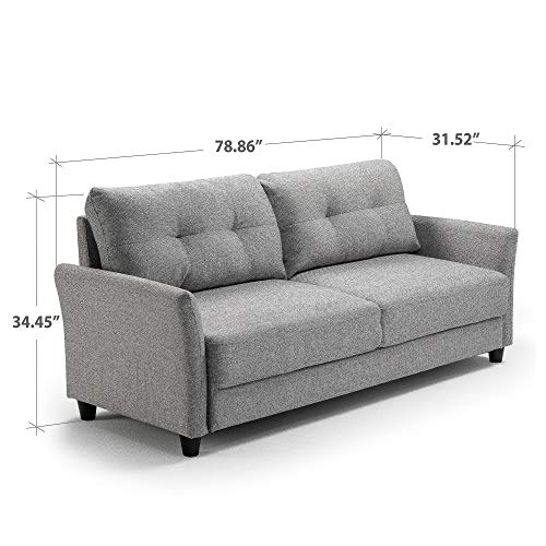 Ricardo Sofa Couch / Tufted Cushions / Easy, Tool-Free Assembly, Soft Grey