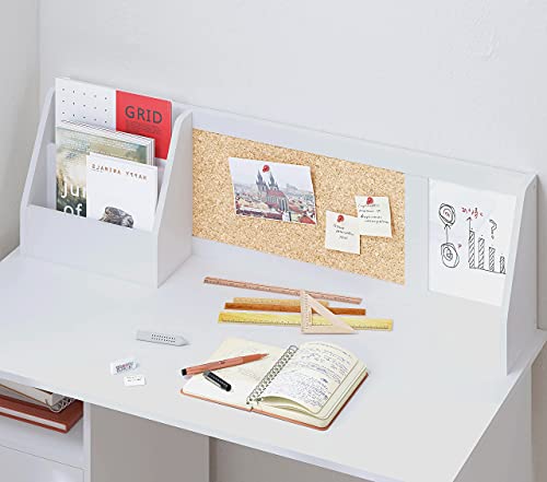 Kids Study Desk with Chair, Wooden Children School Study Table with Hutch and Chair