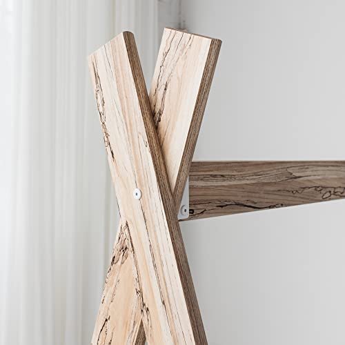 Piperton Modern Youth Tent Bed Frame, Full, Natural Wood & White