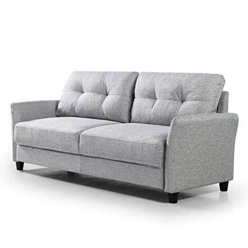 Ricardo Sofa Couch / Tufted Cushions / Easy, Tool-Free Assembly, Soft Grey